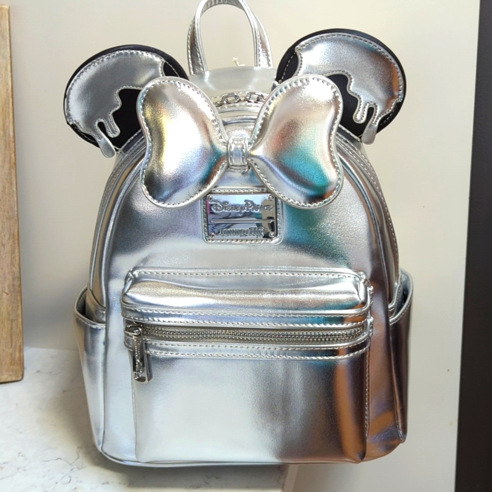 Loungefly Disney 100th Anniversary Minnie Mouse Mini Backpack Dripping Platinum